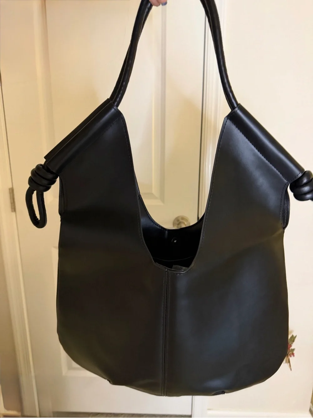 Classic Black Leather Tote Bag for Women
